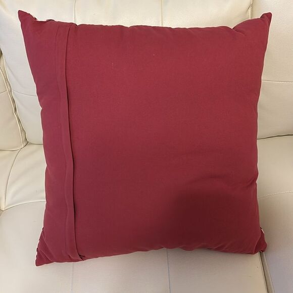 Sophisticated Red and Cream Damask Accent Pillow - Picture 6 of 10